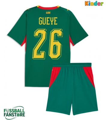 Senegal Pape Gueye #26 Replik Auswärtstrikot Kinder WM 2026 Kurzarm (+ Kurze Hosen)